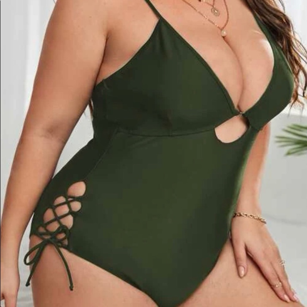 Olive green swimsuit 3X new